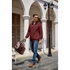 image:imageCOOFANDY Mens Quarter Zip Pullover Quilted Sweatshirt Knit Long Sleeve Mock Neck Sweater Polo with PocketRed