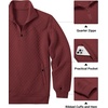 image:imageCOOFANDY Mens Quarter Zip Pullover Quilted Sweatshirt Knit Long Sleeve Mock Neck Sweater Polo with PocketRed