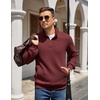 image:imageCOOFANDY Mens Quarter Zip Pullover Quilted Sweatshirt Knit Long Sleeve Mock Neck Sweater Polo with PocketRed