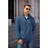 image:imageCOOFANDY Mens Quarter Zip Pullover Quilted Sweatshirt Knit Long Sleeve Mock Neck Sweater Polo with PocketSlate Blue