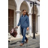 image:imageCOOFANDY Mens Quarter Zip Pullover Quilted Sweatshirt Knit Long Sleeve Mock Neck Sweater Polo with PocketSlate Blue