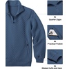 image:imageCOOFANDY Mens Quarter Zip Pullover Quilted Sweatshirt Knit Long Sleeve Mock Neck Sweater Polo with PocketSlate Blue