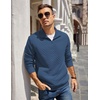 image:imageCOOFANDY Mens Quarter Zip Pullover Quilted Sweatshirt Knit Long Sleeve Mock Neck Sweater Polo with PocketSlate Blue