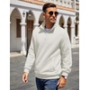 image:imageCOOFANDY Mens Quarter Zip Pullover Quilted Sweatshirt Knit Long Sleeve Mock Neck Sweater Polo with PocketWhite