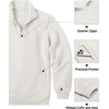 image:imageCOOFANDY Mens Quarter Zip Pullover Quilted Sweatshirt Knit Long Sleeve Mock Neck Sweater Polo with PocketWhite