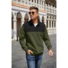 image:imageCOOFANDY Mens Quarter Zip Pullover Quilted Sweatshirt Knit Long Sleeve Mock Neck Sweater Polo with PocketZcolor Block Army GreenBlack