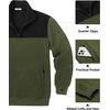 image:imageCOOFANDY Mens Quarter Zip Pullover Quilted Sweatshirt Knit Long Sleeve Mock Neck Sweater Polo with PocketZcolor Block Army GreenBlack