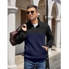 image:imageCOOFANDY Mens Quarter Zip Pullover Quilted Sweatshirt Knit Long Sleeve Mock Neck Sweater Polo with PocketZcolor Block NavyBlack