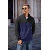 image:imageCOOFANDY Mens Quarter Zip Pullover Quilted Sweatshirt Knit Long Sleeve Mock Neck Sweater Polo with PocketZcolor Block NavyBlack