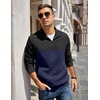 image:imageCOOFANDY Mens Quarter Zip Pullover Quilted Sweatshirt Knit Long Sleeve Mock Neck Sweater Polo with PocketZcolor Block NavyBlack