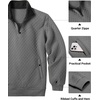 image:imageCOOFANDY Mens Quarter Zip Pullover Quilted Sweatshirt Knit Long Sleeve Mock Neck Sweater Polo with PocketZcontrast GrayBlack
