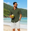 image:imageCOOFANDY Mens Short Sleeve Button Down Shirt Casual Cotton Shirts Beach Summer Linen Shirts with PocketArmy Green