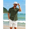 image:imageCOOFANDY Mens Short Sleeve Button Down Shirt Casual Cotton Shirts Beach Summer Linen Shirts with PocketArmy Green