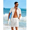 image:imageCOOFANDY Mens Short Sleeve Button Down Shirt Casual Cotton Shirts Beach Summer Linen Shirts with PocketAwhite