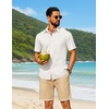 image:imageCOOFANDY Mens Short Sleeve Button Down Shirt Casual Cotton Shirts Beach Summer Linen Shirts with PocketAwhite