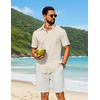 image:imageCOOFANDY Mens Short Sleeve Button Down Shirt Casual Cotton Shirts Beach Summer Linen Shirts with PocketBeige