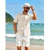 image:imageCOOFANDY Mens Short Sleeve Button Down Shirt Casual Cotton Shirts Beach Summer Linen Shirts with PocketBeige
