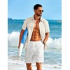 image:imageCOOFANDY Mens Short Sleeve Button Down Shirt Casual Cotton Shirts Beach Summer Linen Shirts with PocketBeige