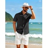 image:imageCOOFANDY Mens Short Sleeve Button Down Shirt Casual Cotton Shirts Beach Summer Linen Shirts with PocketBlack
