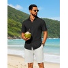 image:imageCOOFANDY Mens Short Sleeve Button Down Shirt Casual Cotton Shirts Beach Summer Linen Shirts with PocketBlack