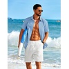 image:imageCOOFANDY Mens Short Sleeve Button Down Shirt Casual Cotton Shirts Beach Summer Linen Shirts with PocketBlue