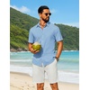 image:imageCOOFANDY Mens Short Sleeve Button Down Shirt Casual Cotton Shirts Beach Summer Linen Shirts with PocketBlue