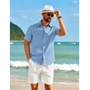 image:imageCOOFANDY Mens Short Sleeve Button Down Shirt Casual Cotton Shirts Beach Summer Linen Shirts with PocketBlue