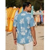 image:imageCOOFANDY Mens Short Sleeve Button Down Shirt Casual Cotton Shirts Beach Summer Linen Shirts with PocketBluewhite Flower