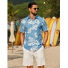 image:imageCOOFANDY Mens Short Sleeve Button Down Shirt Casual Cotton Shirts Beach Summer Linen Shirts with PocketBluewhite Flower