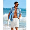 image:imageCOOFANDY Mens Short Sleeve Button Down Shirt Casual Cotton Shirts Beach Summer Linen Shirts with PocketBluewhite Flower