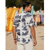 image:imageCOOFANDY Mens Short Sleeve Button Down Shirt Casual Cotton Shirts Beach Summer Linen Shirts with PocketCoconut Treewhite