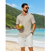 image:imageCOOFANDY Mens Short Sleeve Button Down Shirt Casual Cotton Shirts Beach Summer Linen Shirts with PocketKhaki