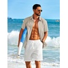 image:imageCOOFANDY Mens Short Sleeve Button Down Shirt Casual Cotton Shirts Beach Summer Linen Shirts with PocketKhaki