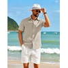 image:imageCOOFANDY Mens Short Sleeve Button Down Shirt Casual Cotton Shirts Beach Summer Linen Shirts with PocketKhaki