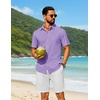 image:imageCOOFANDY Mens Short Sleeve Button Down Shirt Casual Cotton Shirts Beach Summer Linen Shirts with PocketLavender