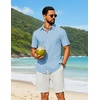 image:imageCOOFANDY Mens Short Sleeve Button Down Shirt Casual Cotton Shirts Beach Summer Linen Shirts with PocketLight Blue
