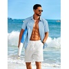 image:imageCOOFANDY Mens Short Sleeve Button Down Shirt Casual Cotton Shirts Beach Summer Linen Shirts with PocketLight Blue