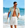 image:imageCOOFANDY Mens Short Sleeve Button Down Shirt Casual Cotton Shirts Beach Summer Linen Shirts with PocketLight Green