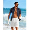 image:imageCOOFANDY Mens Short Sleeve Button Down Shirt Casual Cotton Shirts Beach Summer Linen Shirts with PocketNavy Blue