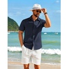 image:imageCOOFANDY Mens Short Sleeve Button Down Shirt Casual Cotton Shirts Beach Summer Linen Shirts with PocketNavy Blue