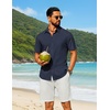 image:imageCOOFANDY Mens Short Sleeve Button Down Shirt Casual Cotton Shirts Beach Summer Linen Shirts with PocketNavy Blue