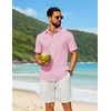 image:imageCOOFANDY Mens Short Sleeve Button Down Shirt Casual Cotton Shirts Beach Summer Linen Shirts with PocketPink