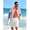 image:imageCOOFANDY Mens Short Sleeve Button Down Shirt Casual Cotton Shirts Beach Summer Linen Shirts with PocketPink
