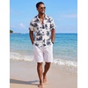 image:imageCOOFANDY Mens Short Sleeve Button Down Shirts Casual Cotton Beach Summer Linen Textured ShirtsCoconut Treewhite