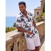 image:imageCOOFANDY Mens Short Sleeve Button Down Shirts Casual Cotton Beach Summer Linen Textured ShirtsCoconut Treewhite
