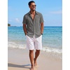 image:imageCOOFANDY Mens Short Sleeve Button Down Shirts Casual Cotton Beach Summer Linen Textured ShirtsDark Grey