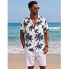 image:imageCOOFANDY Mens Short Sleeve Button Down Shirts Casual Cotton Beach Summer Linen Textured ShirtsPalm Leaf Printnavy
