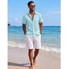 image:imageCOOFANDY Mens Short Sleeve Button Down Shirts Casual Cotton Beach Summer Linen Textured ShirtsSky Blue