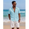 image:imageCOOFANDY Mens Short Sleeve Button Down Shirts Casual Cotton Beach Summer Linen Textured ShirtsSky Blue