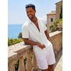 image:imageCOOFANDY Mens Short Sleeve Button Down Shirts Casual Cotton Beach Summer Linen Textured ShirtsWhite
